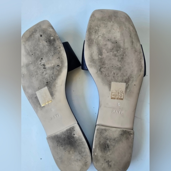 Raye Hillie Leather Flat Sandals Size 6 Black - Picture 2 of 4